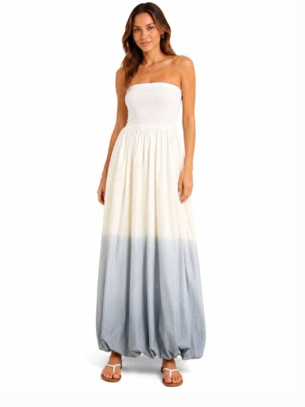 Zara Strapless Gradient Ombre Midi/Maxi Dress